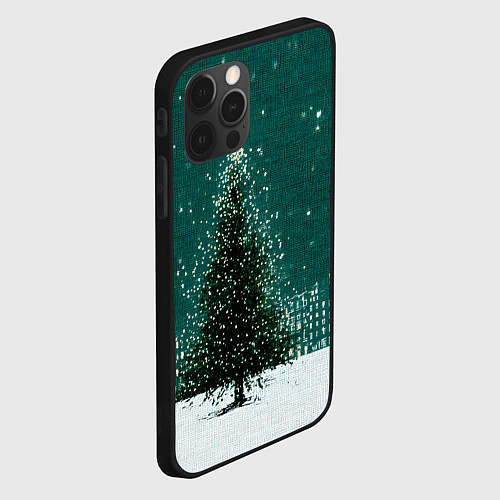 Чехол iPhone 12 Pro Новый год в зеленом стиле / 3D-Черный – фото 2