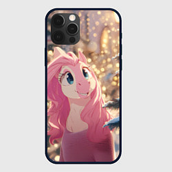 Чехол для iPhone 12 Pro Удивленная лошадка - Новый год, цвет: 3D-черный