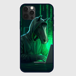 Чехол для iPhone 12 Pro Конь хакер, цвет: 3D-черный