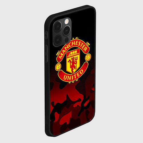 Чехол iPhone 12 Pro Манчестер Юнайтед камуфляж текстура / 3D-Черный – фото 2