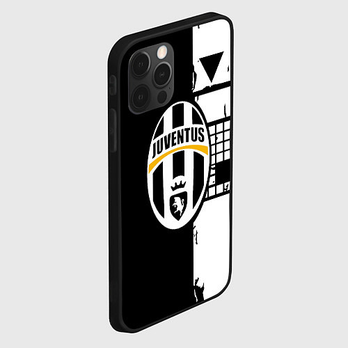 Чехол iPhone 12 Pro Ювентус геометрия белая / 3D-Черный – фото 2