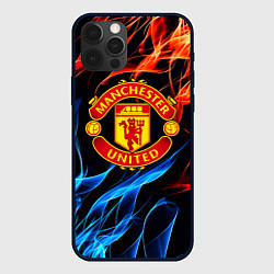 Чехол для iPhone 12 Pro Манчестер Юнайтед огонь битва, цвет: 3D-черный