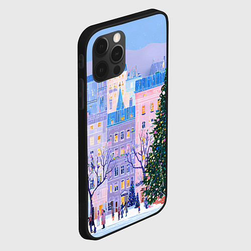 Чехол iPhone 12 Pro Новогодний двор / 3D-Черный – фото 2