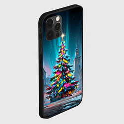 Чехол для iPhone 12 Pro Новогодняя елка в гирляндах, цвет: 3D-черный — фото 2