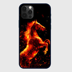 Чехол для iPhone 12 Pro Пламенный конь, цвет: 3D-черный