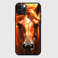 Чехол для iPhone 12 Pro Портрет огненной лошади, цвет: 3D-черный