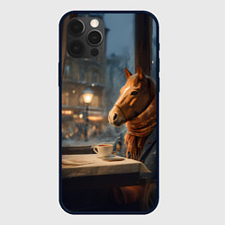 Чехол iPhone 12 Pro Лошадь в кафе ищет новогоднее настроение