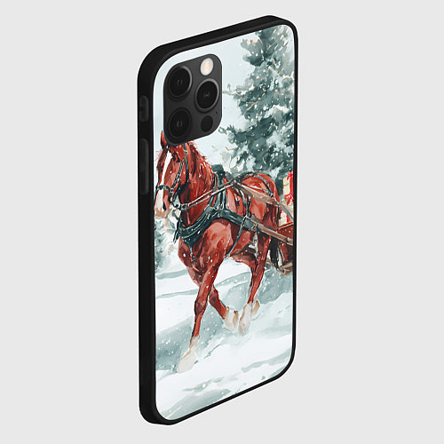 Чехол iPhone 12 Pro Новогодняя лошадка 2026 / 3D-Черный – фото 2