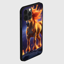 Чехол для iPhone 12 Pro Огненная лошадь в космосе, цвет: 3D-черный — фото 2
