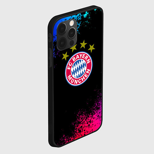 Чехол iPhone 12 Pro Бавария Мюнхен краски неон градиент / 3D-Черный – фото 2