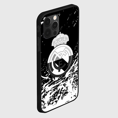 Чехол iPhone 12 Pro Реал Мадрид краски текстура / 3D-Черный – фото 2
