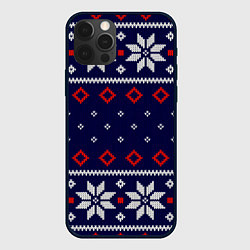 Чехол для iPhone 12 Pro Вязаный новогодний узор, цвет: 3D-черный