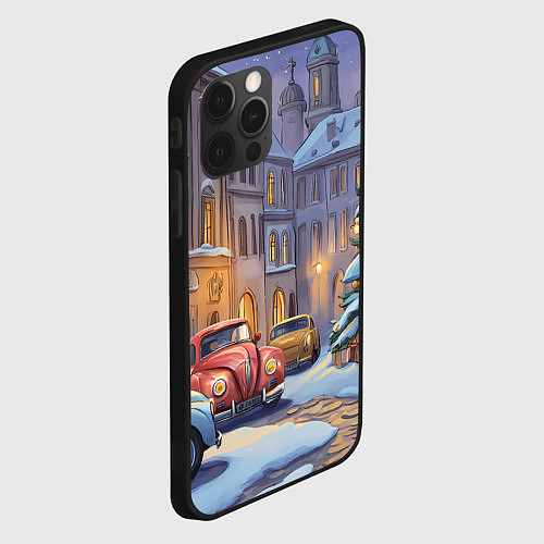 Чехол iPhone 12 Pro Новогодний снежный двор / 3D-Черный – фото 2