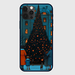 Чехол для iPhone 12 Pro Люди встречают новый год во дворе, цвет: 3D-черный