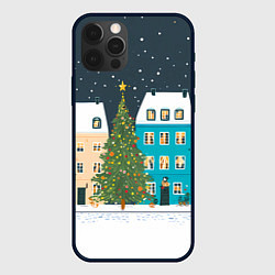 Чехол для iPhone 12 Pro Новогодний снежный город, цвет: 3D-черный