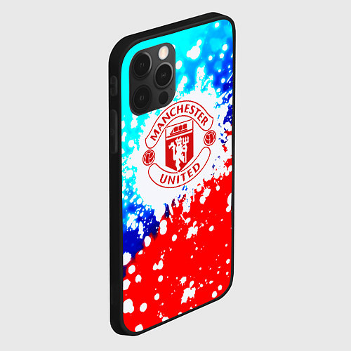 Чехол iPhone 12 Pro Манчестер Юнайтед неон / 3D-Черный – фото 2
