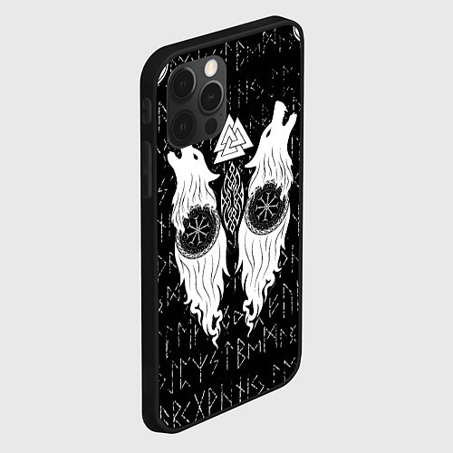 Чехол iPhone 12 Pro Волки воины с символикой / 3D-Черный – фото 2