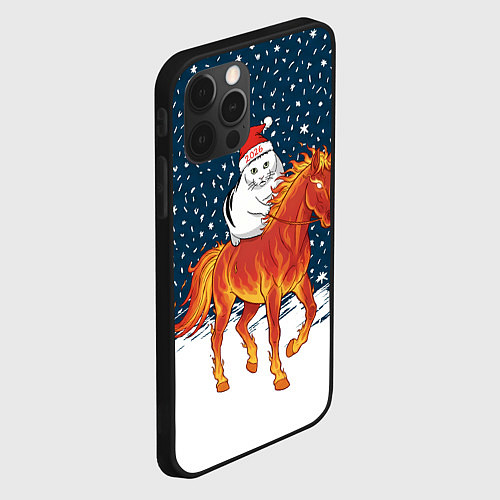 Чехол iPhone 12 Pro Кот Бендер и огненный конь - 2026 / 3D-Черный – фото 2
