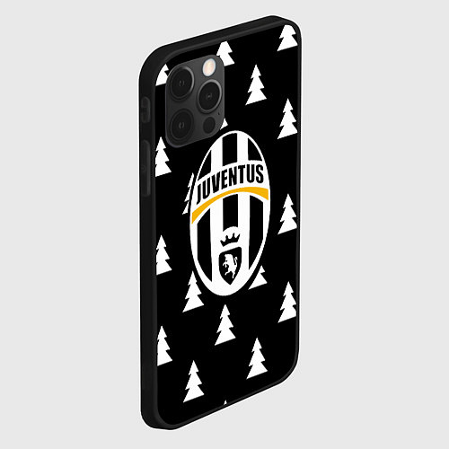 Чехол iPhone 12 Pro Ювентус ёлочки паттерн / 3D-Черный – фото 2
