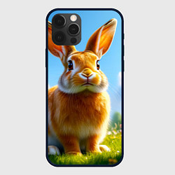Чехол для iPhone 12 Pro Солнечный кролик на лугу, цвет: 3D-черный