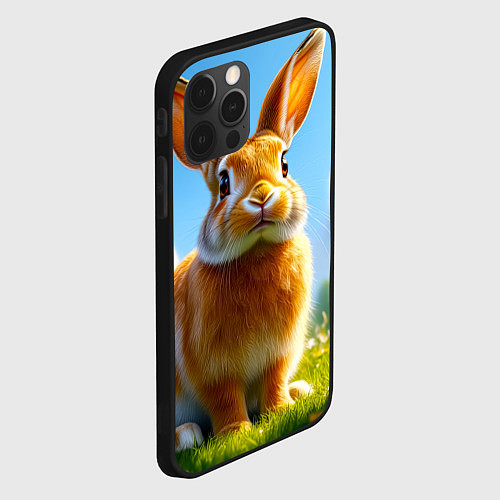 Чехол iPhone 12 Pro Солнечный кролик на лугу / 3D-Черный – фото 2