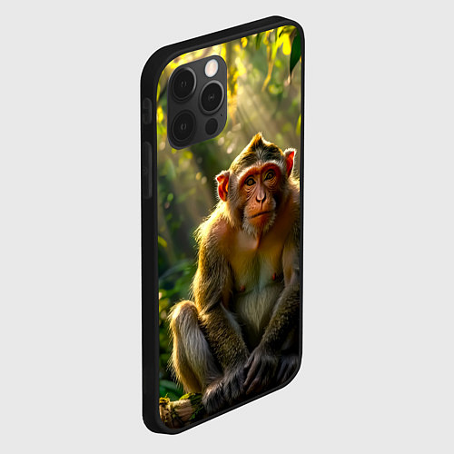 Чехол iPhone 12 Pro Лесная обезьянка / 3D-Черный – фото 2
