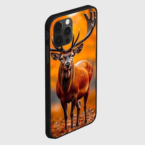 Чехол iPhone 12 Pro Осенний лес с оленем / 3D-Черный – фото 2