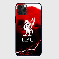 Чехол iPhone 12 Pro Ливерпуль шторм молнии красный