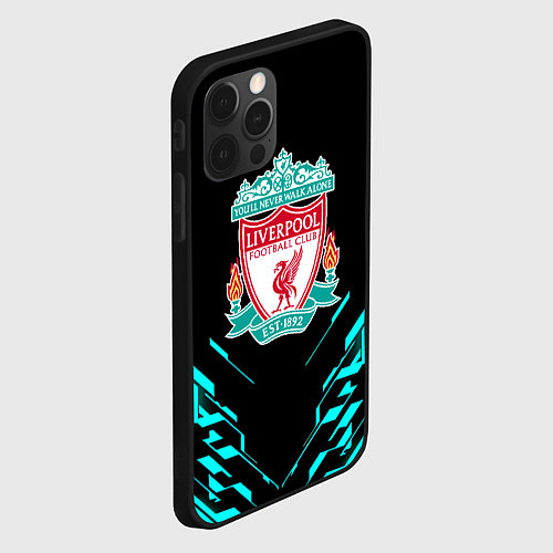 Чехол iPhone 12 Pro Ливерпуль неон геометрия / 3D-Черный – фото 2
