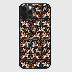 Чехол iPhone 12 Pro Новогодние коты всадники на лошади