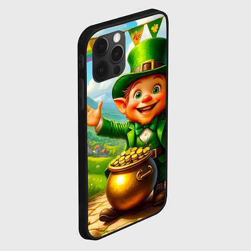 Чехол iPhone 12 Pro Лепрекон у горшка с золотом / 3D-Черный – фото 2