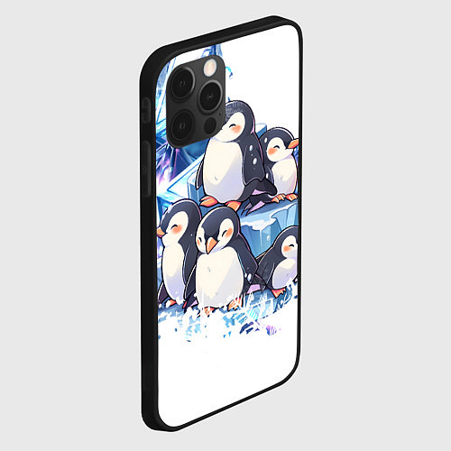 Чехол iPhone 12 Pro Пингвины и лёд / 3D-Черный – фото 2