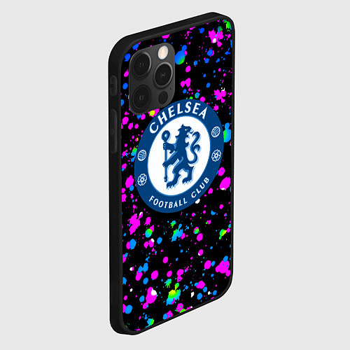 Чехол iPhone 12 Pro Челси неоновые краски / 3D-Черный – фото 2