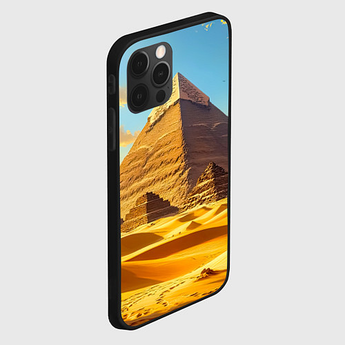 Чехол iPhone 12 Pro Величие пирамид на закате / 3D-Черный – фото 2