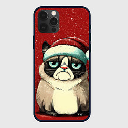 Чехол iPhone 12 Pro Грустный Новогодний мем котик