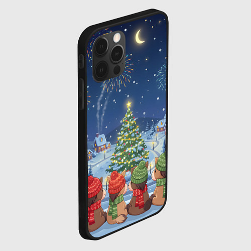 Чехол iPhone 12 Pro Лошадки в новогоднюю ночь / 3D-Черный – фото 2