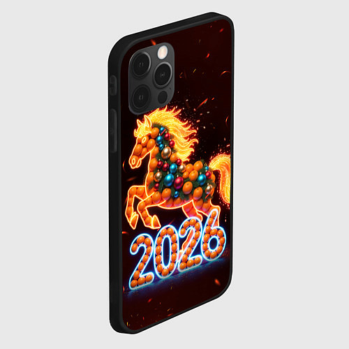Чехол iPhone 12 Pro Праздничная лошадь / 3D-Черный – фото 2