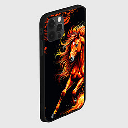 Чехол для iPhone 12 Pro Огненный конь в русской хохломе, цвет: 3D-черный — фото 2