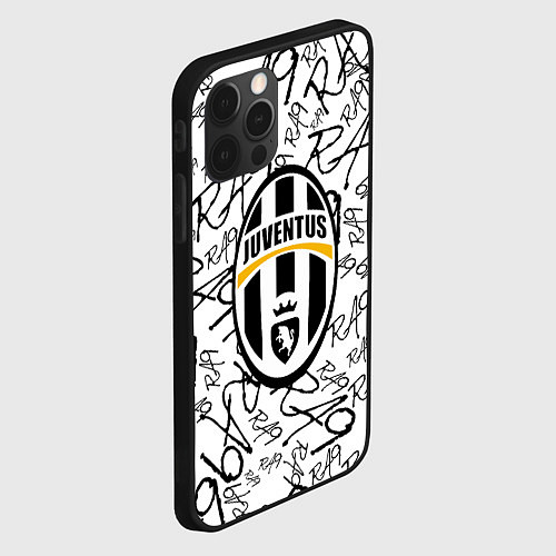 Чехол iPhone 12 Pro Ювентус надписи текстура / 3D-Черный – фото 2