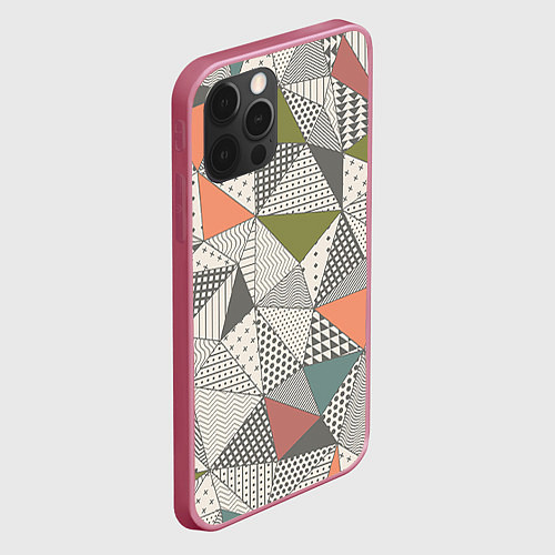 Чехол iPhone 12 Pro Геометрия / 3D-Малиновый – фото 2