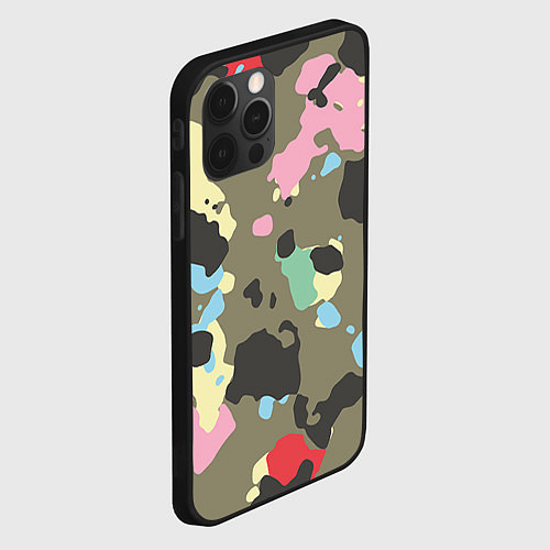 Чехол iPhone 12 Pro Камуфляж: микс цветов / 3D-Черный – фото 2