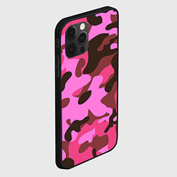 Чехол для iPhone 12 Pro Камуфляж: розовый/коричневый, цвет: 3D-черный — фото 2