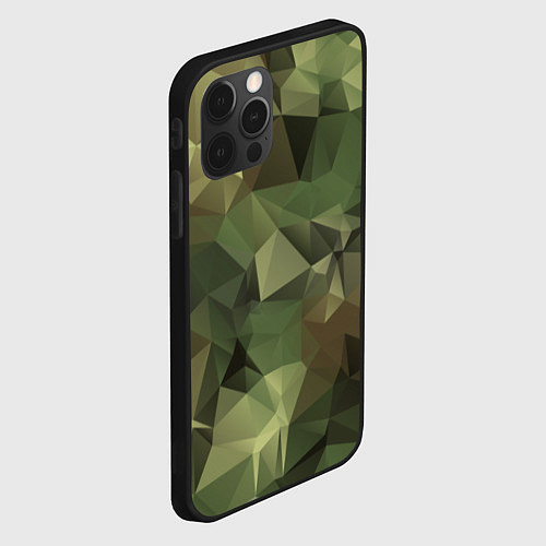 Чехол iPhone 12 Pro Полигональный камуфляж / 3D-Черный – фото 2