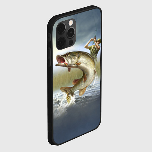 Чехол iPhone 12 Pro Дерзская щука / 3D-Черный – фото 2