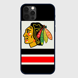 Чехол для iPhone 12 Pro Chicago Blackhawks, цвет: 3D-черный