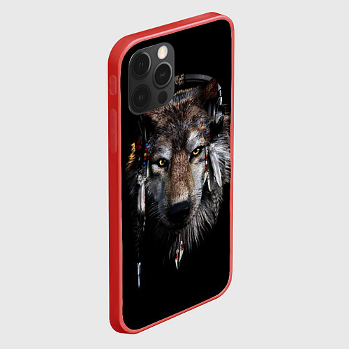 Чехол iPhone 12 Pro Волк-шаман / 3D-Красный – фото 2