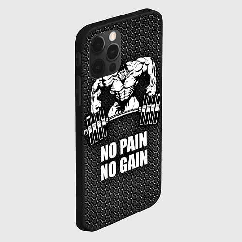 Чехол iPhone 12 Pro No pain, no gain / 3D-Черный – фото 2