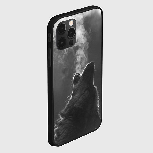 Чехол iPhone 12 Pro Воющий волк / 3D-Черный – фото 2