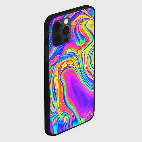 Чехол iPhone 12 Pro Цветные разводы / 3D-Черный – фото 2