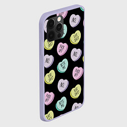 Чехол для iPhone 12 Pro Сердца с надписями, цвет: 3D-светло-сиреневый — фото 2